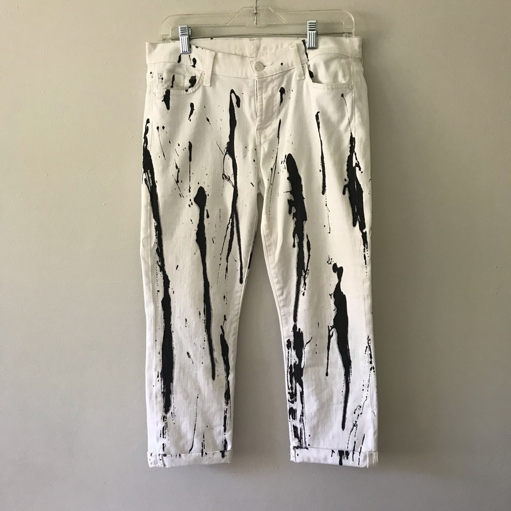 7 For All Mankind Black and White Paint Splatter